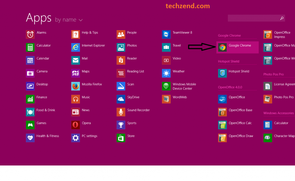Apps Section in Win 8.1