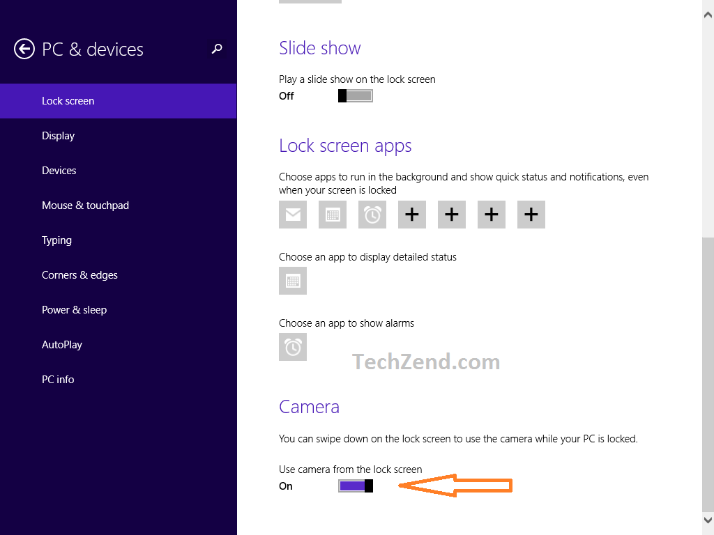 Camera Function Enabled on Lock Screen in Windows 8.1 5