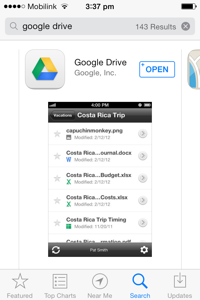 Google Drive in app store