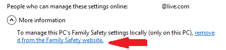 remove it from the family safety website